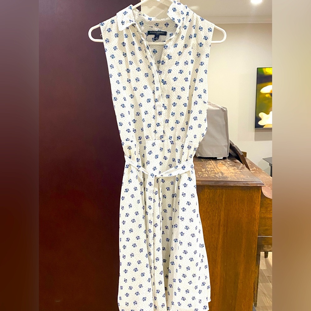 Sleeveless Collared Flower Dress